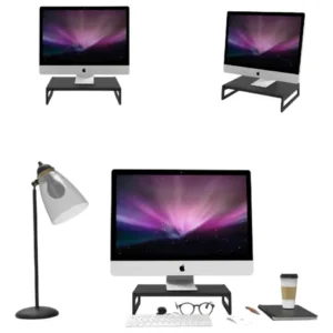 Suporte Base Para Monitor Tela Pc Mesa Ergonômico Mdf Preto
