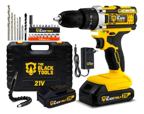 Parafusadeira Furadeira De Impacto The Black Tools Profissional TB-21PX 2 Baterias Com Maleta 60Hz Amarelo - foto 1