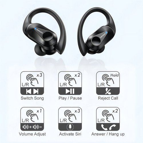 Fone Bluetooth 5.3 Lenovo Livepods Lp75 Corrida Thinkplus Cor Preto - foto 4