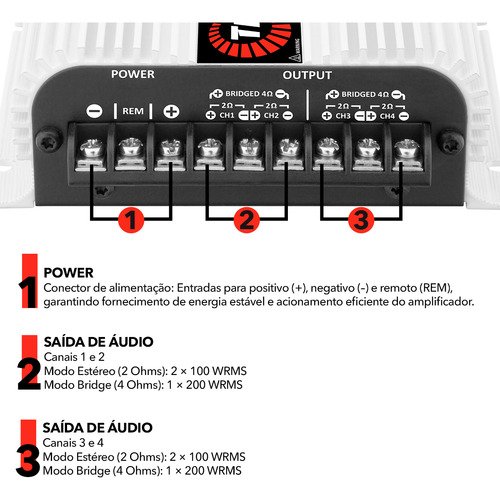 Modulo Taramps Ts400x4 Potencia de 400watts 2 Ohms Amplificador 400rms T400 4 Canais Som Automotivo 2 Ohms Rca Ts 400x4 Crossover - foto 3