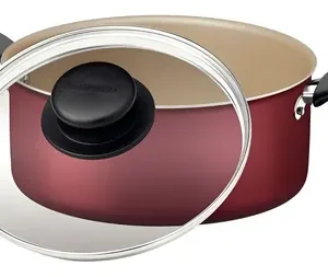 Caçarola Turim em Alumínio com Revestimento Interno e Externo em Antiaderente Starflon Max Vermelha 24 cm 4,9 L Tramontina - foto 1